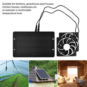 10W Solar Powered Dual Fan Kits For Chicken Coops, Greenhouses,Shed Cooling Down - Picture 1 of 15