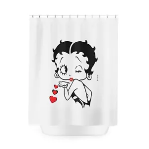 BETTY BOOP Red Hearts Kiss Polyester Shower Curtain - Picture 1 of 5