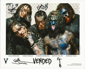 Banda de metal vendida REAL firmada a mano foto certificado de autenticidad autografiado los 4 - Imagen 1 de 2