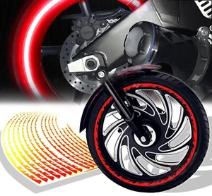 Bright Red Frame/Fire 16/17/18" Reflective Rim Tape/Wheel Trim Stripes Sticker - Picture 1 of 8