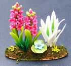 Pink Hyacinths Flower Bed Tumdee 1:12 Scale Dolls House Garden Accessory D1028