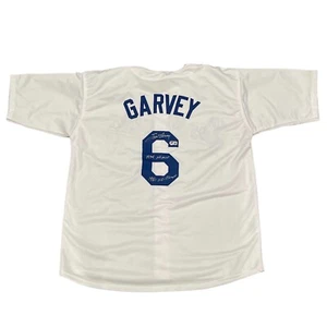 Steve Garvey Signed LA Dodgers Custom Jersey w/ 2 Ins MVP WS Beckett Wit BAS COA - Picture 1 of 3