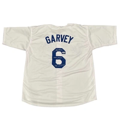 Steve Garvey Signed LA Dodgers Custom Jersey w/ 2 Ins MVP WS Beckett Wit BAS COA - Image 1 of 3
