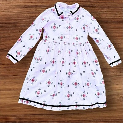 Hanna Andersson Girls 120 Size 6/7 Dress Corduroy Pale Pink Print Longer Length - Image 1 of 4