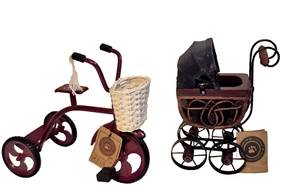 Boyds Bears Wood Stroller Carriage Buggy Victorian and Metal Tricycle Vintage - Picture 1 of 19