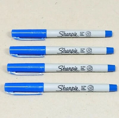 4 x Sharpie Permanent Marker Ultra Fine Point 0.3mm Ultra Fine Blue 37113 - image 1 of 4