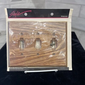NEW American Tack & Hardware Medium Oak Wood Triple Switch Cover Wall Plate - Picture 1 of 6