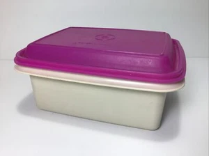 Vintage Tupperware Ice Cream Keeper Freeze N Save Almond w/ Red Lid 1254-5 - Picture 1 of 4