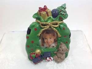 Teddy Bear with Train Santa's Toy Bag Christmas Photo Frame - Picture 1 of 2
