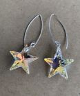 925 STERLING SILVER EARRINGS WITH SWAROVSKI ELEMENTS AB CRYSTAL 20mm STAR