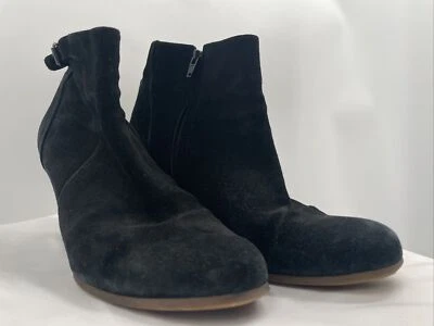 Lanvin Women Genuine Black Wedge Heel Side Zip Suede Ankle Boot (39.5 EU/9.5 US) - Image 1 of 4