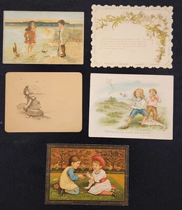 Victorian Cards Children & Beach Themed Set of 5 - Bild 1 von 1