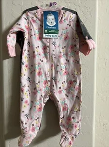 Gerber Baby Girl 2-Piece Floral Sleep 'n Plays Zip Front Sleeper Set Size 0-3 Mo - Picture 1 of 9