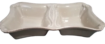 Casa Stone By Casafina Fine Rectangular Server 2 Compartments Beige Vintage - Image 1 of 4