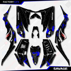 Black & Blue Savage Camo Racing Graphics kit fits Yamaha Raptor 350 04-13 decals - Bild 1 von 2