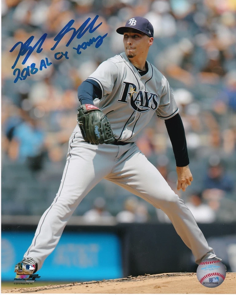 BLAKE SNELL  TAMPA BAY RAYS  2018 AL CY YOUNG   ACTION SIGNED 8x10 - Image 1 of 1