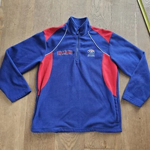 Western Bulldogs AFL Fleece Jumper Mens M 1/4 Zip Pullover Blue Red Footy Top - Picture 1 of 6