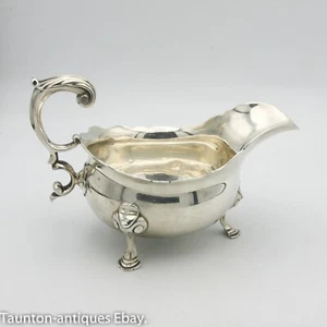 Georgian gravy sauce boat solid silver 18th 1755 London Fuller White Saracen  - Picture 1 of 7