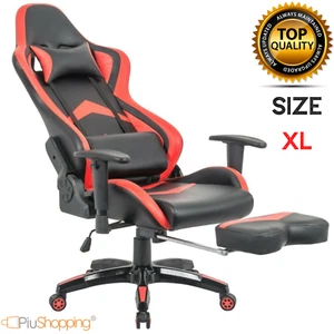 POLTRONA SEDIA GAMING UFFICIO RECLINABILE ERGONOMICA CON POGGIAPIEDI IN ECOPELLE - Imagen 1 de 10