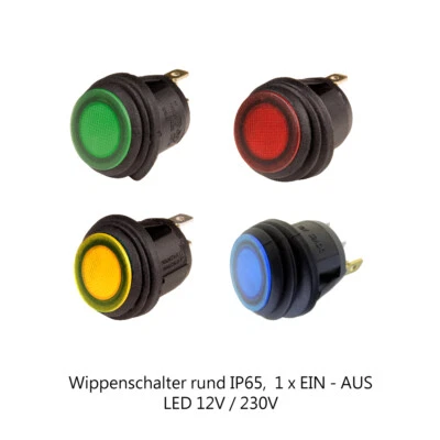 Beleuchtet Wippschalter Spritzwassergeschützt IP65 Kippschalter EIN/AUS Switch