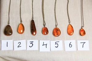 Natural Vintage Baltic Amber Pendants With Chain - Picture 1 of 33