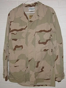 US MARINE CORP DESERT COMBAT CAMO JACKET MENS L USA COAT BUZZ OFF INSECT SHIELD - Picture 1 of 7