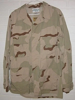 US MARINE CORP DESERT COMBAT CAMO JACKET MENS L USA COAT BUZZ OFF INSECT SHIELD - Image 1 of 4