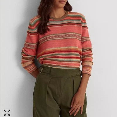 Suéter de Colección Polo Por Ralph Lauren Para Mujer Rayas Multicolor Mezcla de Lino Talla L Foto 1 de 4
