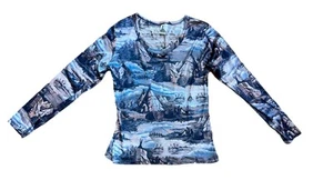 VTG 70s 60s RAD Novelty Native American Print Disco The Shirtery Long Sleeve Top - Picture 1 of 4