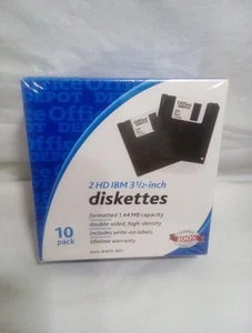 Office Depot Diskettes 10-Pack 2HD IBM 3 1/2in 1.44MB " NEW" FREE SHIP!!!! - Photo 1/3