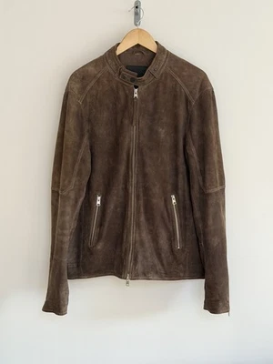 Allsaints Grantham Suede Leather Bomber Biker Jacket Brown XL  - Image 1 of 4