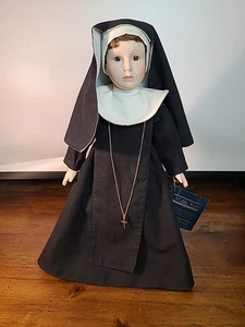 15" Porzellan Biskuit Nonne Puppe "Rosmarin" Stoffkörper Kreuz Halskette Original Etikett - Bild 1 von 15