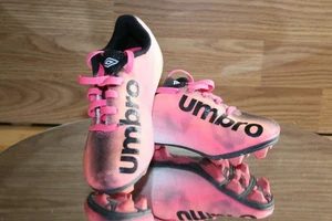 Umbro Arturo Soccer Cleats Kids 11K Pink White Striped FG Firm Ground *! - Picture 1 of 11