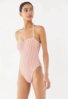 Traje de baño Urban Out From Under One Piece blanco óxido a rayas grande NUEVO Foto 1 de 4