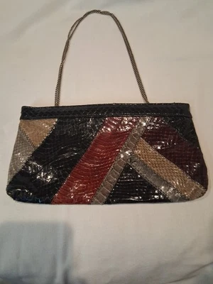 Vintage Multi-Color Snakeskin Pattern Purse - Image 1 of 4