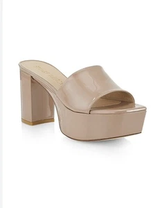 STUART WEITZMAN 95MM Patent Leather Platform Sandals shoes nude size 6 B - Picture 1 of 13
