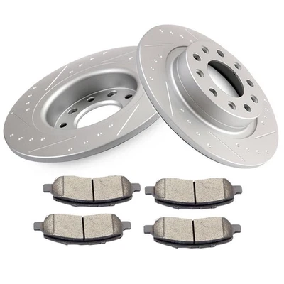 For 13 - 16 Dodge Dart Rear Drilled Slotted Brake Discs Rotors And Ceramic Pads - Изображение 1 из 4