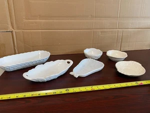 vintage milk glass serving cheese dish bowl plate platter lot of 6 - Picture 1 of 19