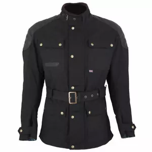 Spada Staffy Motorcycle wax jacket Motorbike Textile BLACK DRY small - Picture 1 of 2