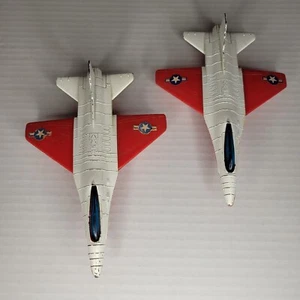 Vintage Tootsietoy Diecast & Plastic F16 Fighter Plane ~  Airplane Jet Lot Of 2 - Picture 1 of 11