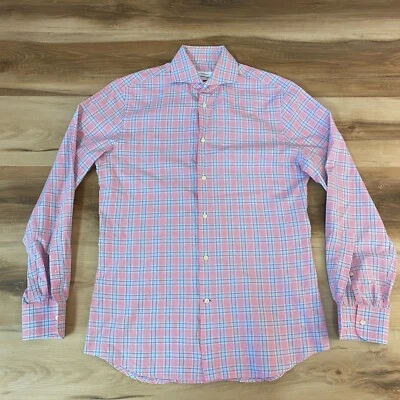 Camisa J. Lindeberg Para Hombre 15/38 Calce Regular Rojo Gris A Cuadros Abotonada Manga Larga Foto 1 de 4