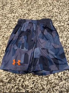 UNDER ARMOUR Youth Shorts Camo HeatGear Size Youth XS Blue Orange Logo - Picture 1 of 6
