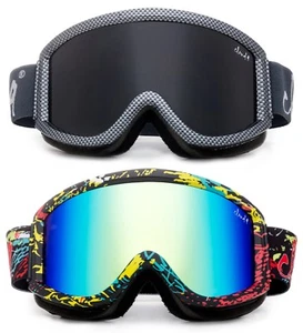 Ski Goggles Men Women Ski Snow Goggles Anti Fog Dual Lens UV Protection Checker - Picture 1 of 5