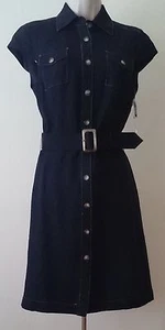 Vestido Alex Marie Riley oscuro azul marino/cinturón nuevo con etiquetas talla 2 hasta la rodilla - Imagen 1 de 4