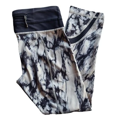 Lululemon Womens Marbled Cropped Leggings Size CAN 2 Beige Black Stretch - Image 1 of 4