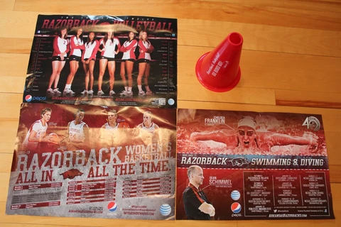 Arkansas Razorbacks Cheer Cone + Women's Sports Posters 2012-13 - VB, WBK, Swim Cover