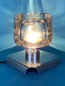 Vintage Massiccia Lampada Da Tavolo Cubo Vetro Design Nucleo Sormani Anni ‘70 - Foto 1 di 14