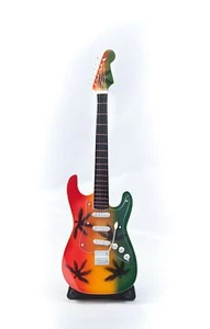 Miniature Guitar RASTA Guitar on Stand. - Picture 1 of 1