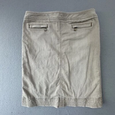 Burberry Skirt 44 Jean Knee Length Dark Wash Denim Khaki Brown - Image 1 of 4