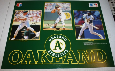 Vintage 1993 Oakland Athletics 20x16 Poster Mark McGwire Dennis Eckersley Cover